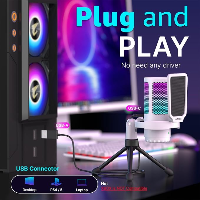IXTECH USB Gaming Microphone for PC, RGB Condenser Microphone - Image 6