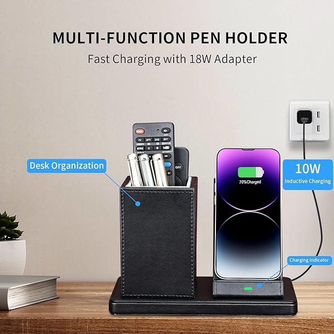 Wireless Charger with Desk Organizer, Wireless Charging Station - Image 2