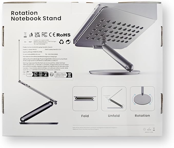 LULULOOK Laptop Stand for Desk 2025, 360 Rotating Adjustable Laptop Riser - Image 8
