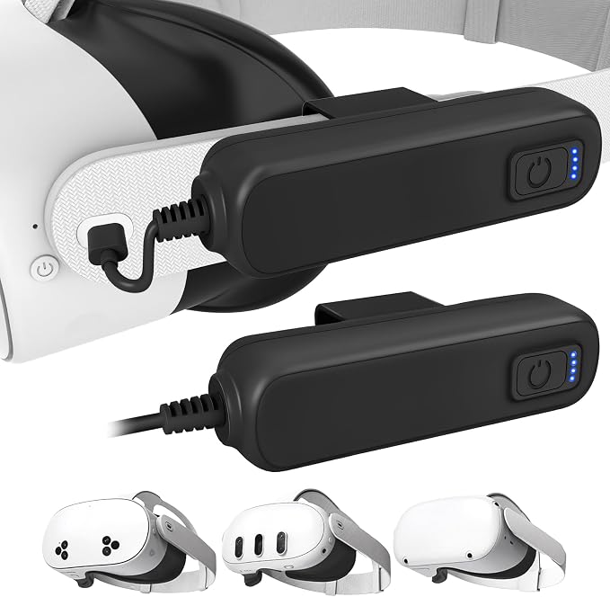 2-Pack 5000mAh Battery Pack for Meta/Oculus Quest 3S/3/2, 18W PD Fast VR Charger by YRXVW