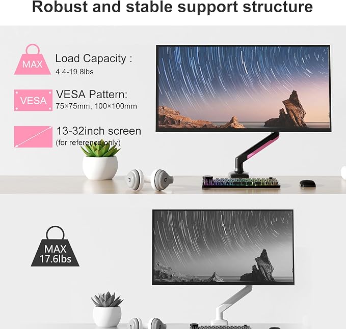 PHOLITEN Single Monitor Arm Fits 13-32 inch, 4.4-19.8lbs Screen, Fully - Image 5