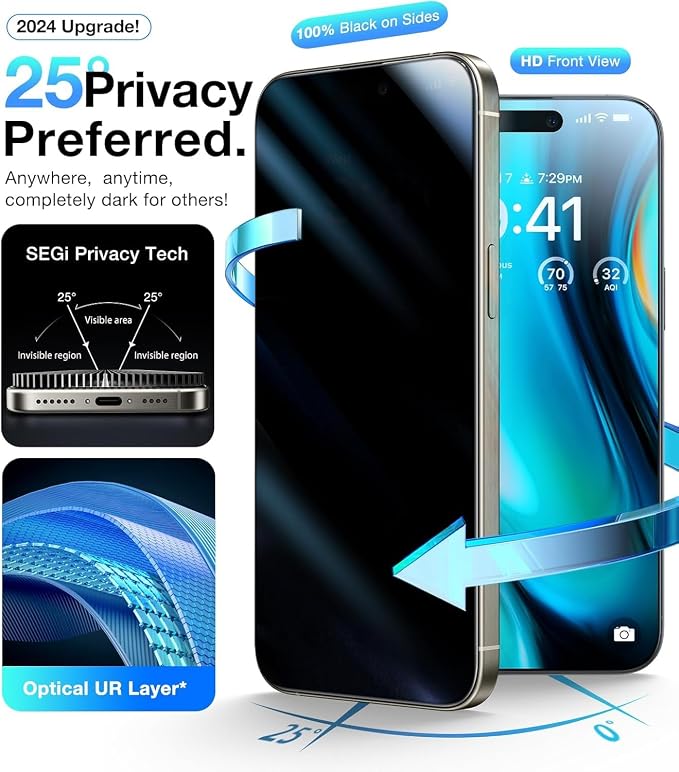 UltraGlass Ultra 9H+ Glass for iPhone 14 Pro Privacy Screen Protector Glass - Image 4