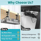 Under Desk Cable Management Tray Black, No Drill Desk Cable Wire Management - Image 5