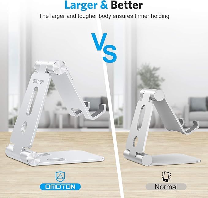 OMOTON Foldable Cell Phone Stand, C4 Portable Aluminum Phone Holder, Adjustable - Image 2