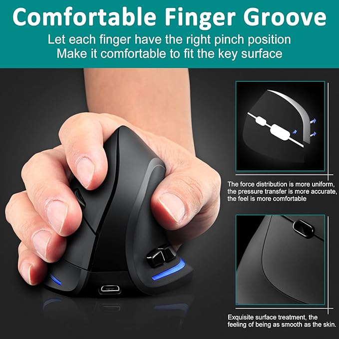 TRELC Wireless Mouse Tri-Mode, Ergonomic Vertical Mouses - Image 6