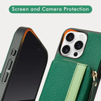 LAMEEKU for iPhone 15 Pro Max Wallet Case, Zipper Leather Card Slots Crossbody - Image 7