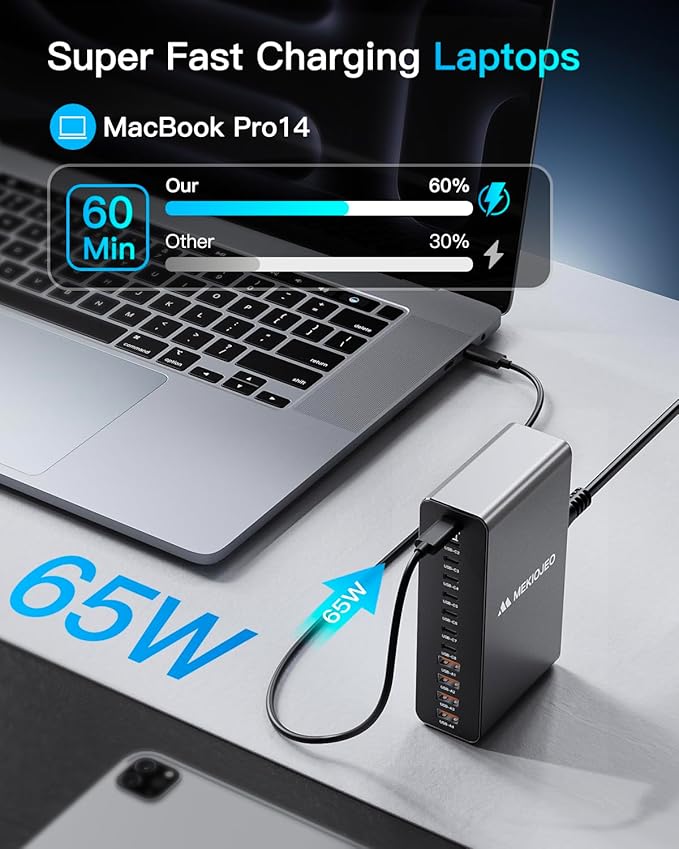 12 Ports Aluminum Alloy 380W Charging Station Fast USB C Charger Block 65W - Image 3