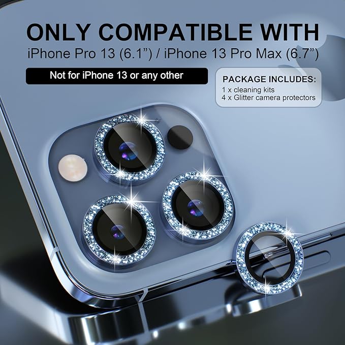Choiche [3+1 for iPhone 13 Pro/iPhone 13 Pro Max Camera Lens Protector Bling - Image 2