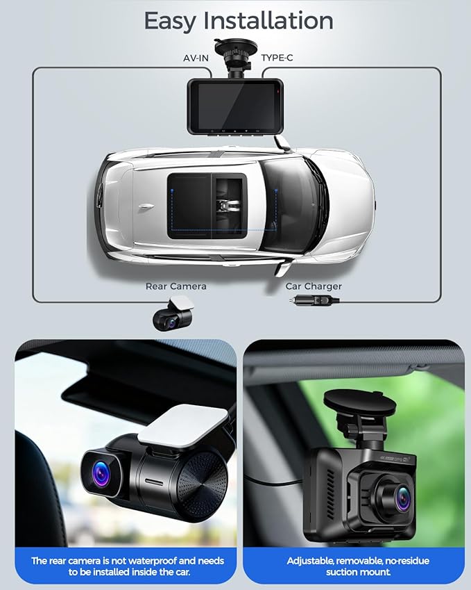 4K Dash Cam Front and Rear STARVIS 2 IMX675 & IMX307 Dual HDR, Car Camera - Image 12