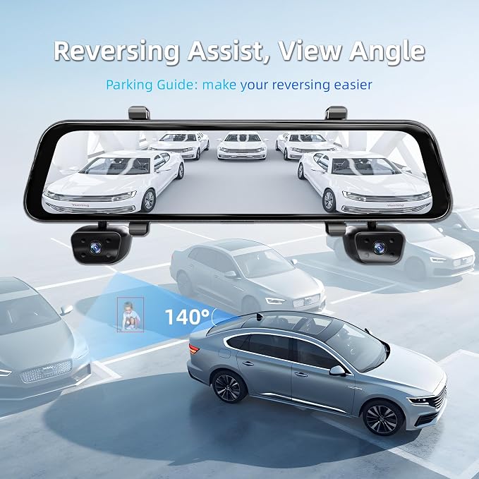 2025 Rear view Mirror Camera, 4 Channel Mirror Dash Cam Front and Rear - Image 9