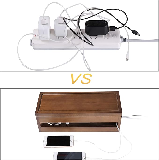 Changsuo Cable Management Box Wooden Cord Organizer Box - Image 5