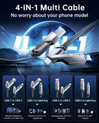4-in-1 USB C Cable 45W 5FT Lightning Cable Fast Charging Flat Nylon Braided - Image 2