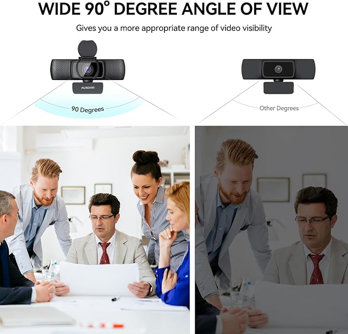 AUSDOM AF640 1080P Webcam with Microphone, 90°FOV USB PC Camera Webcam with - Image 5