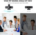 AUSDOM AF640 1080P Webcam with Microphone, 90°FOV USB PC Camera Webcam with - Image 5