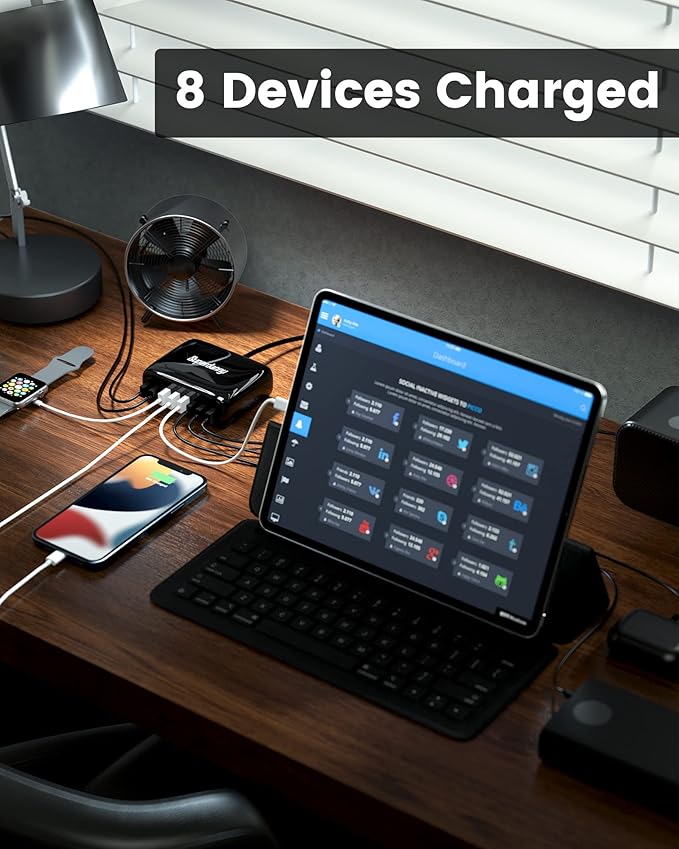 USB Charger Station, SUPERDANNY 8-Port Desktop Charging Station - Image 2