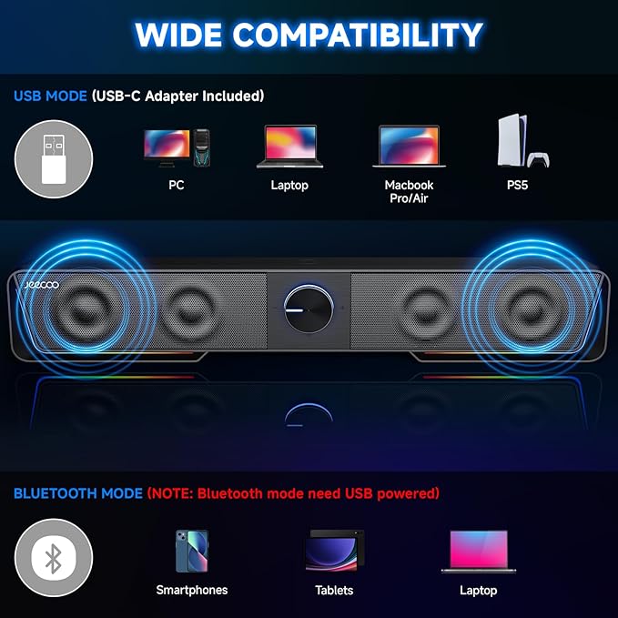 Jeecoo A40 Bluetooth Computer Speakers - Image 4