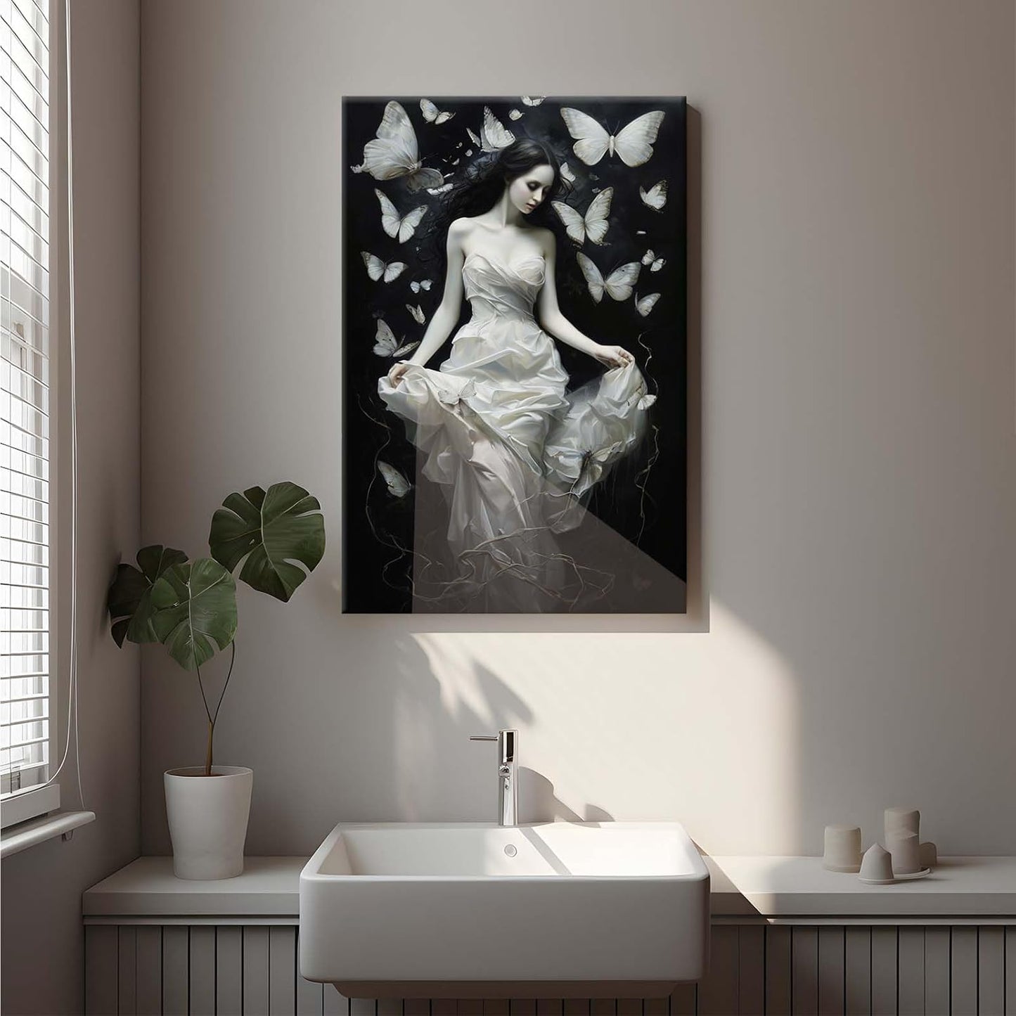 JFHCQJPK Vintage Gothic Feminine Canvas Wall Art Print Butterfly Poster Moody Preppy Wall Art Dark College Decor for Home Bedroom20x30in Frameless