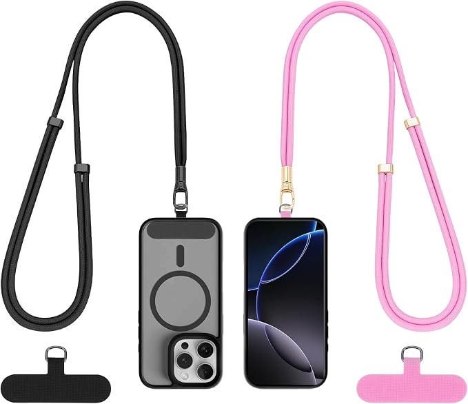Phone Lanyard 2 Pack, 2x Adjustable Crossbody Phone Strap, 2x Tether Tab by Dadanism