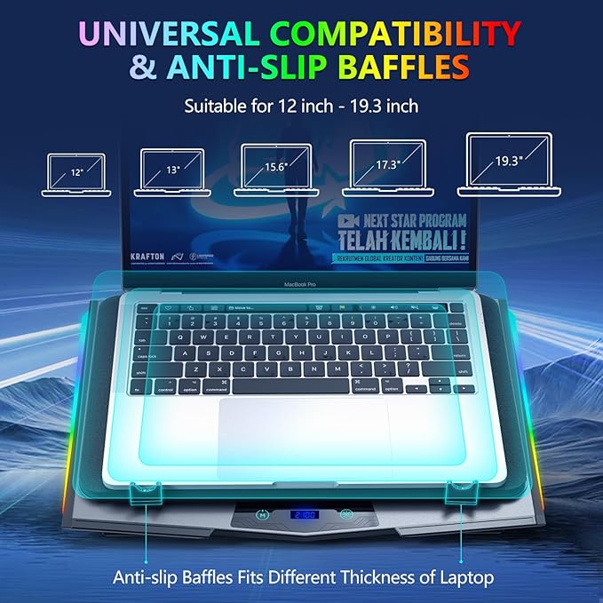 LIANGSTAR Gaming Laptop Cooling Pad, RGB Laptop Cooler - Image 6
