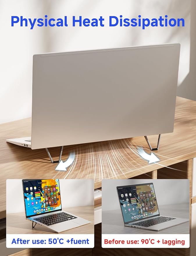 Portable Laptop Stand, Mini Aluminum Keyboard Riser, Foldable Cooling Pad - Image 2
