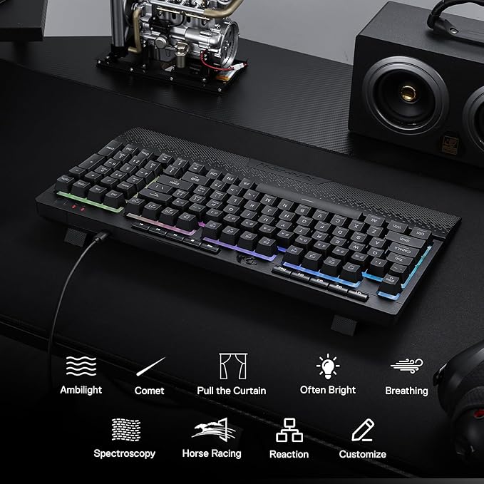 Redragon K515 Shiva Wired RGB Membrane Gaming Keyboard, 98 Keys Mechanical-Feel - Image 7