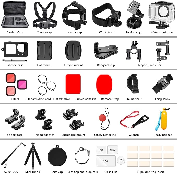 Accessories Kit for DJI Osmo Action 5 Pro/4/3 Black, SGIP Waterproof Protective - Image 2
