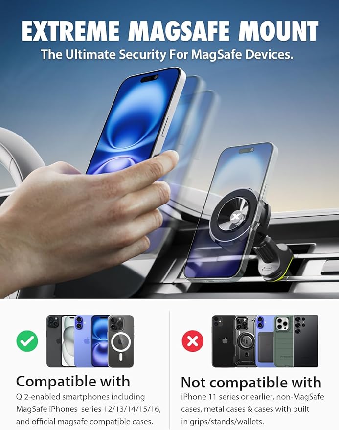 Bracketron Magnetic Car Mount for Cell Phone, MagAlign Max Car Vent Phone - Image 2