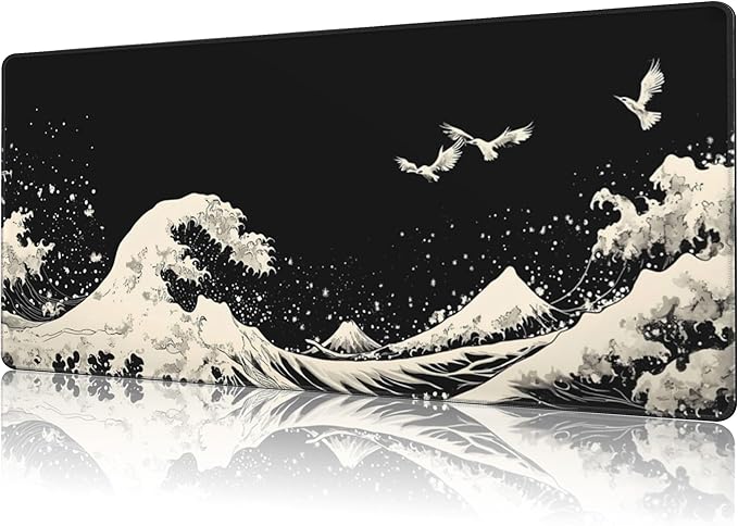 Mouse Pad Large White Wave Non-Slip Gaming Desk Mat by NIYLYNSYN