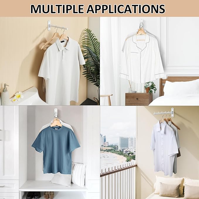 Swing Clothes Hanger Rack, Garment Racks Wall Mounted Clothes Bar-Hanger Holder - Image 5