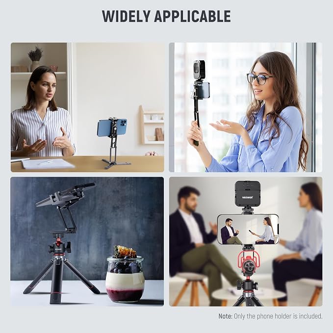 NEEWER Phone Tripod Mount with Cold Shoes, Metal Smartphone Adapter Compatible - Image 8