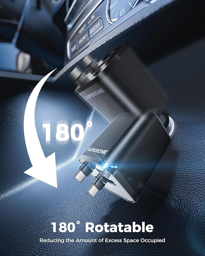 SUPERONE Retractable USB C Car Charger, Phone Car Charger Fast Charging - Image 7