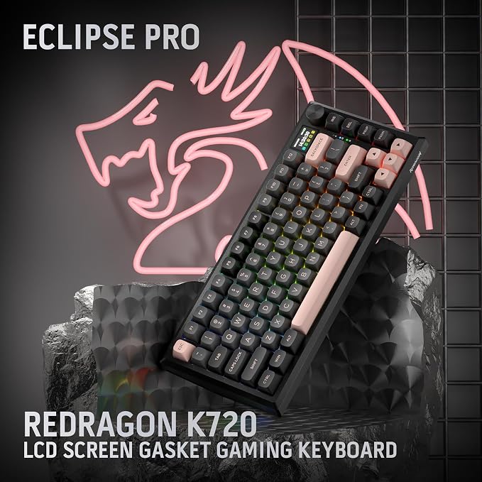 Redragon K720 Wireless CNC Gasket Gaming Keyboard w/Hype Screen & Knob - Image 9
