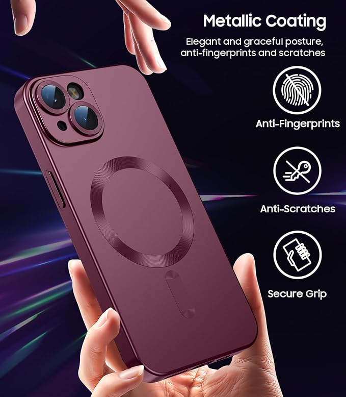 Magnetic for iPhone 14 Plus Case Slim Soft Silicone Bumper Shockproof Metallic - Image 5
