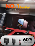Retractable Car Charger 4 in 1 iPhone 16 Car Charger Fast Charging, Car - Image 2