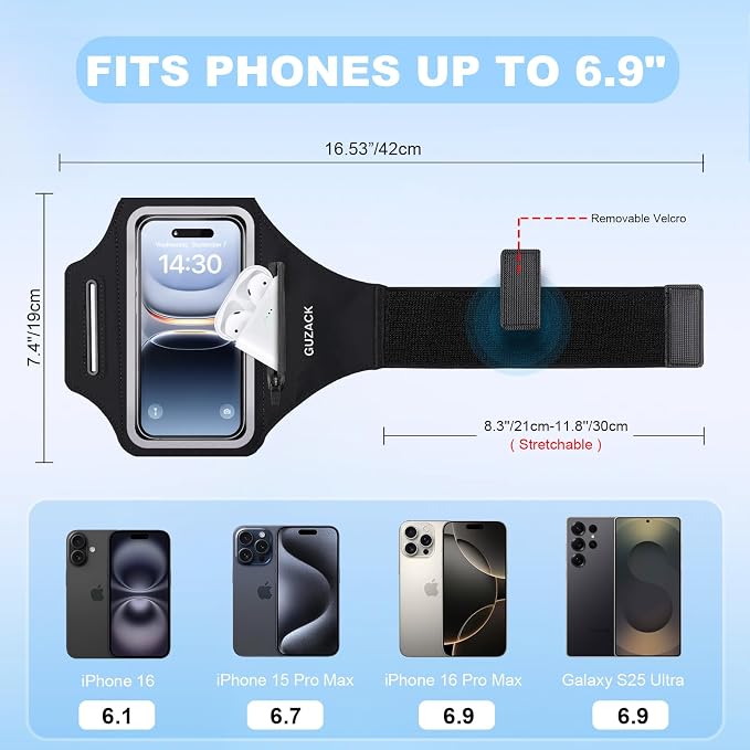 Running Armband with Earphone Pouch & Card Slot, Running Phone Holder - Image 4
