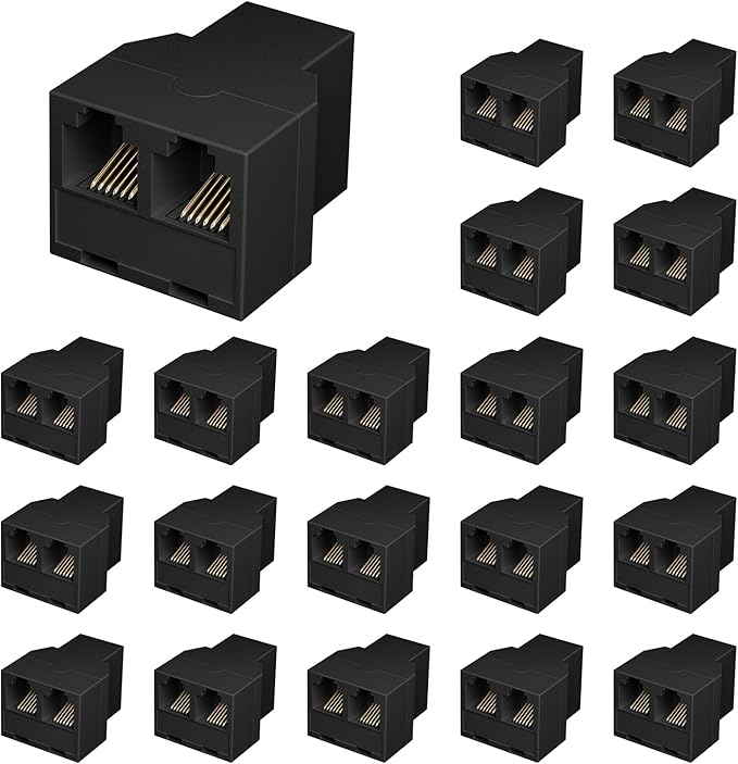 Uvital RJ12 6P6C 3 Female Telephone Line Splitters, Phone Jack Splitter by Uvital