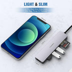 USB C Hub Multiport Adapter - 7 in 1 Portable Space Aluminum Dongle - Image 4