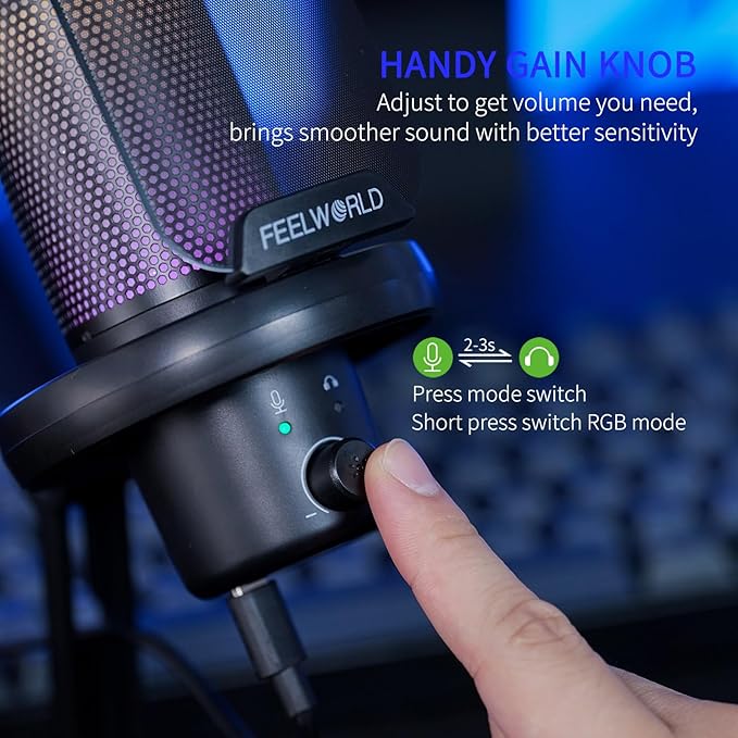 FEELWORLD VM1 Gaming PC USB Microphone Condenser Mic - Image 3