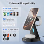 Magnetic Wireless Charger Stand 3 in 1 Charging Station 15W Fast Charging Stand - Image 4