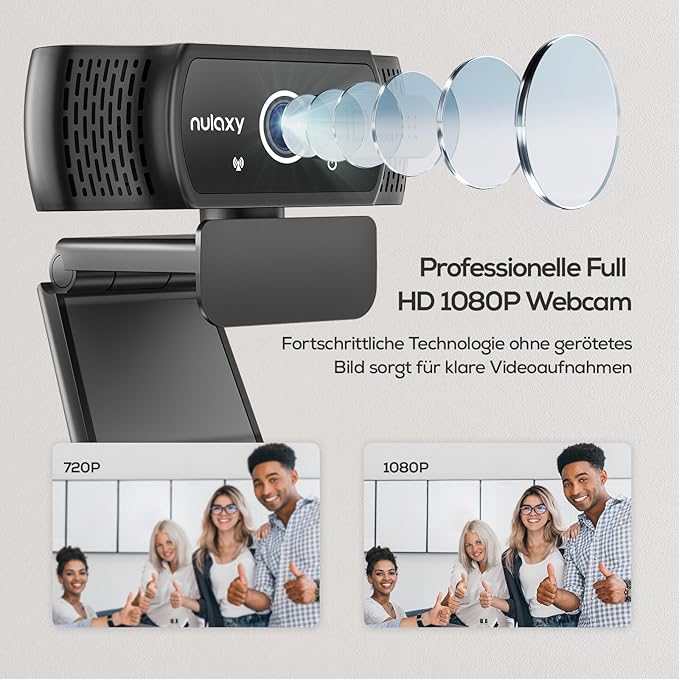 Nulaxy USB Webcam with Microphone, HD 1080p Webcam with Privacy Cover - Image 2