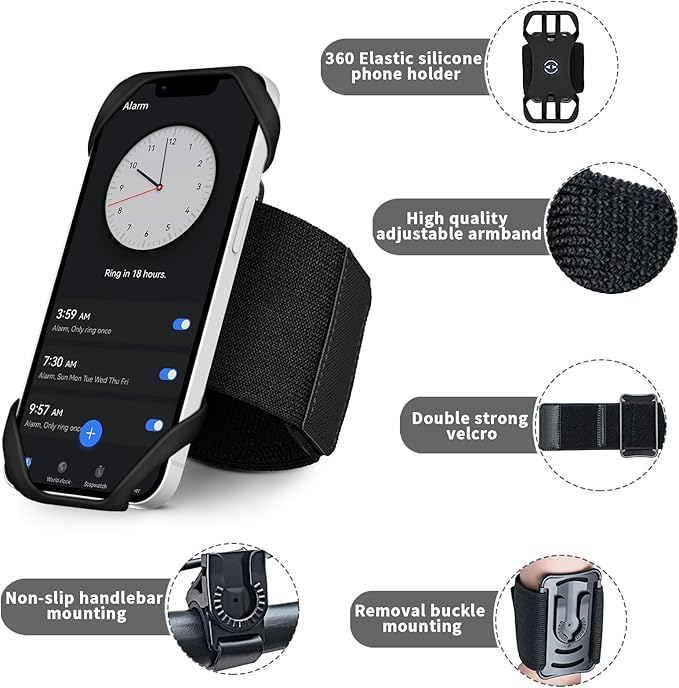 3in1 Running Sports Armband+Wristband+Bicycle Phone Holder, 360° Rotation & - Image 6
