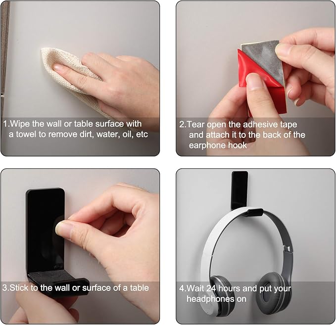 Weewooday 8 Pcs Headphone Hanger Headphone Holder Wall Hook Desk Bulk Adhesive - Image 4