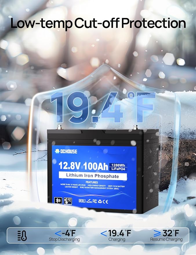 DC HOUSE 12V 100Ah LiFePO4 Lithium Battery, Group 31 Lithium Battery, 100A BMS - Image 4