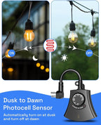 HBN Outdoor Light Timer with Remote Control, Waterproof Light Sensor Timer - Image 4