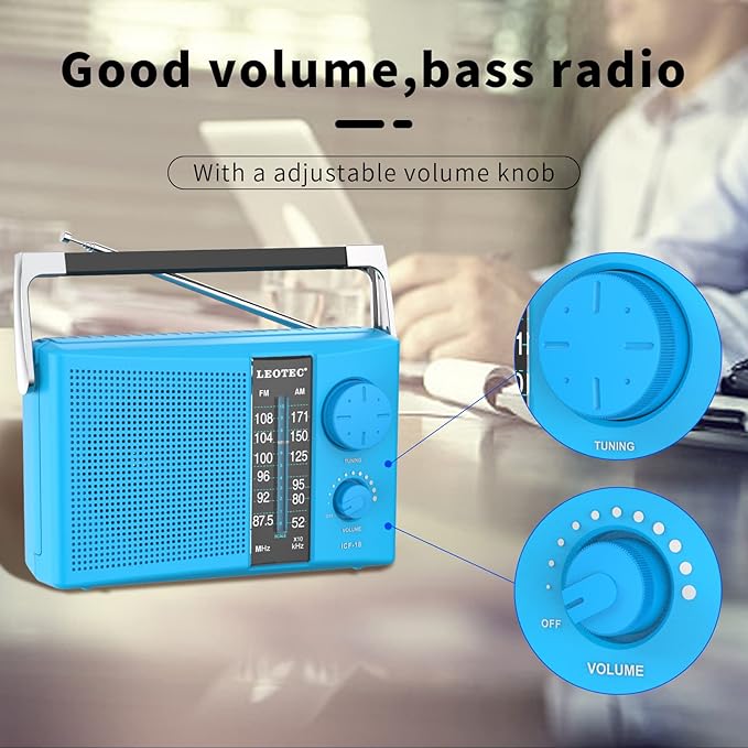 LEOTEC AM/FM Radio with Best Reception, AC or Battery Operated Portable Radio - Image 2