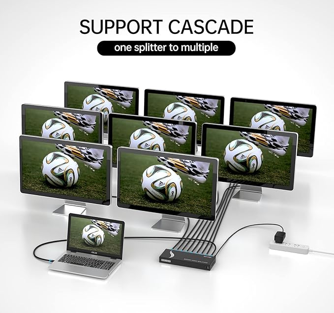 MT-VIKI 4K 1x8 HDMI Splitter 1 in 8 Out, 8 Port Powered HDMI Splitter Multi - Image 3