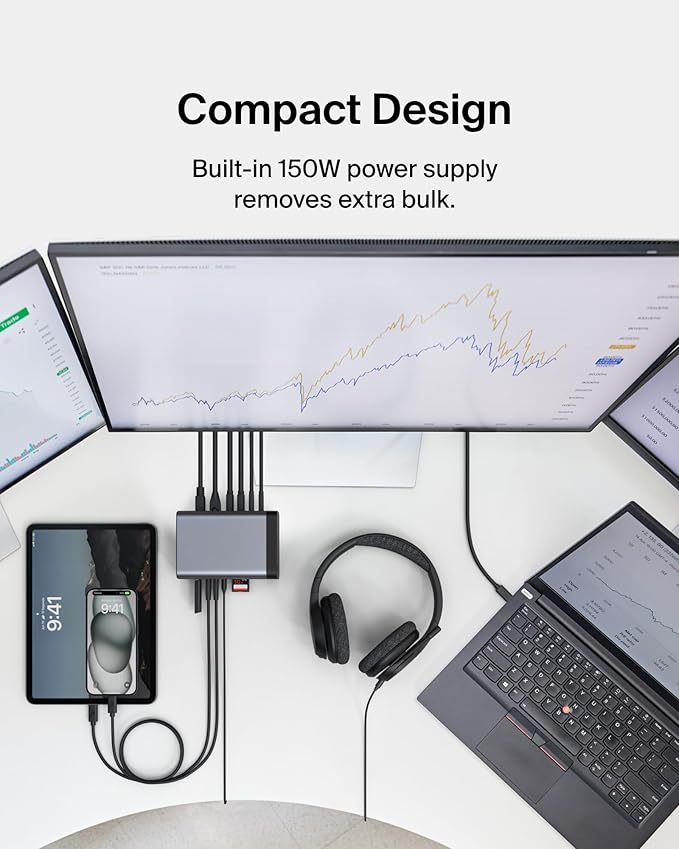 Belkin USB-C Hub, 11-in-1 Pro GaN Dock 150W, 3.5mm Port, 4K HDMI Ports - Image 7