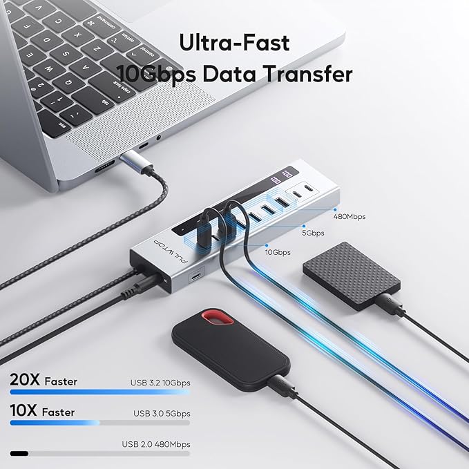 Powered USB C Hub, 10-in-1 USB 3.2 Data Hub - Image 3