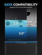 SABRENT USB 3.2 Type C M.2 PCIe NVMe + 2.5/3.5 Inch SSD & HDD Converter - Image 4