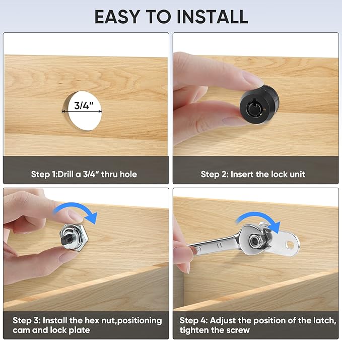PTEROMY 2 Pack Cabinet Locks - Image 6